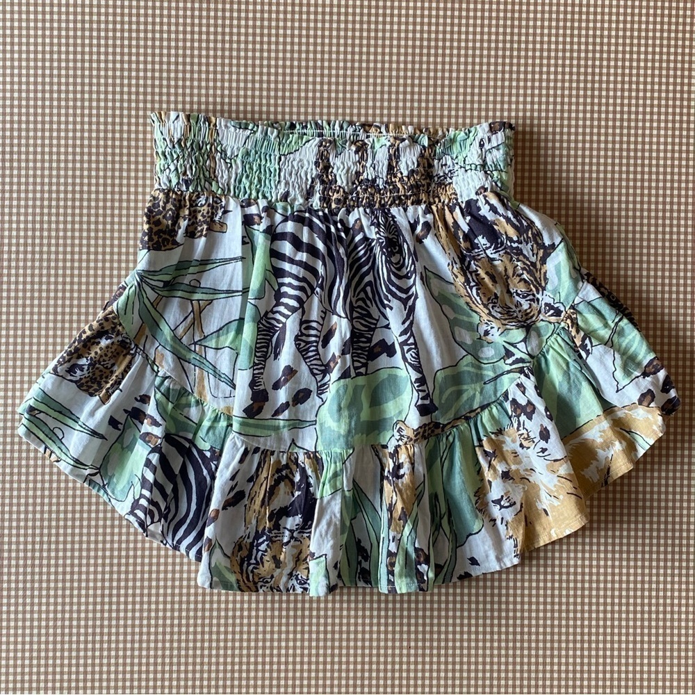 AERIE‎ animals Safari Zebra lion linen blend mini skirt. Size XS. NWT - Picture 5 of 12